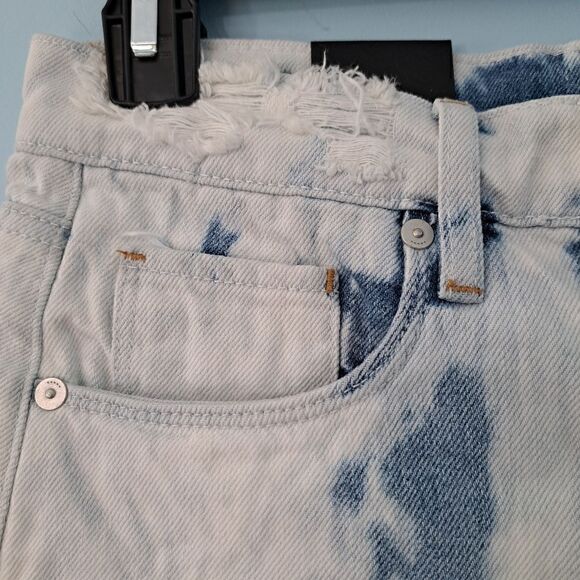 BlankNYC The Barrow Acid Wash Destroyed Vintage High Rise Short Blue/White Sz 26 - Picture 12 of 13